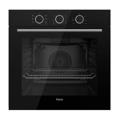 Ferre Fryart Siyah Cam Ankastre Set D063 - LN385 Döküm Izgarali Önden Düğmeli Ocak - XE63CS Fryart