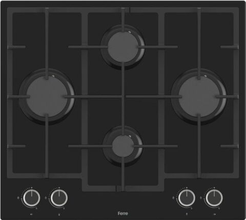 Ferre Fryart & Steamart Siyah Cam Ankastre Set D063 - LN385 Döküm Ocak - XE64CS Buharli