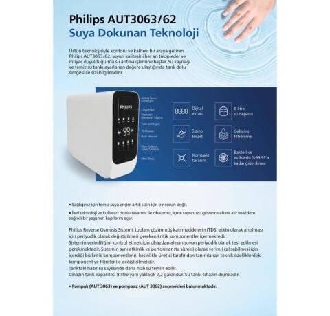 Philips Aut3063/62 Dijital Pompalı Su Arıtma Cihazı