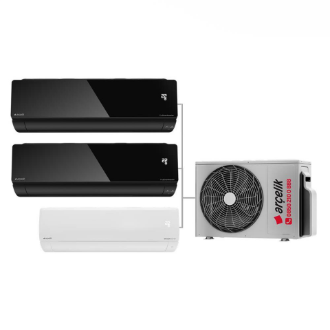 Arçelik Karma Multi Sistem Duvar Tipi 3+1 İnverter 12+12 BTU (Siyah) 12 BTU (Beyaz) - 24000 BTU Dış Ünite