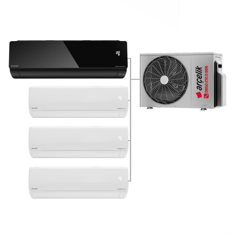 Arçelik Karma Multi Sistem Duvar Tipi 4+1 İnverter 12 BTU (Siyah) 9+9+9 BTU (Beyaz) - 24000 BTU Dış Ünite