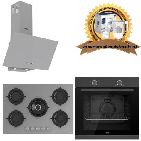 Ferre Gri Cam Ankastre set D088 - RS038 - XE61MPL (Hediyeli)