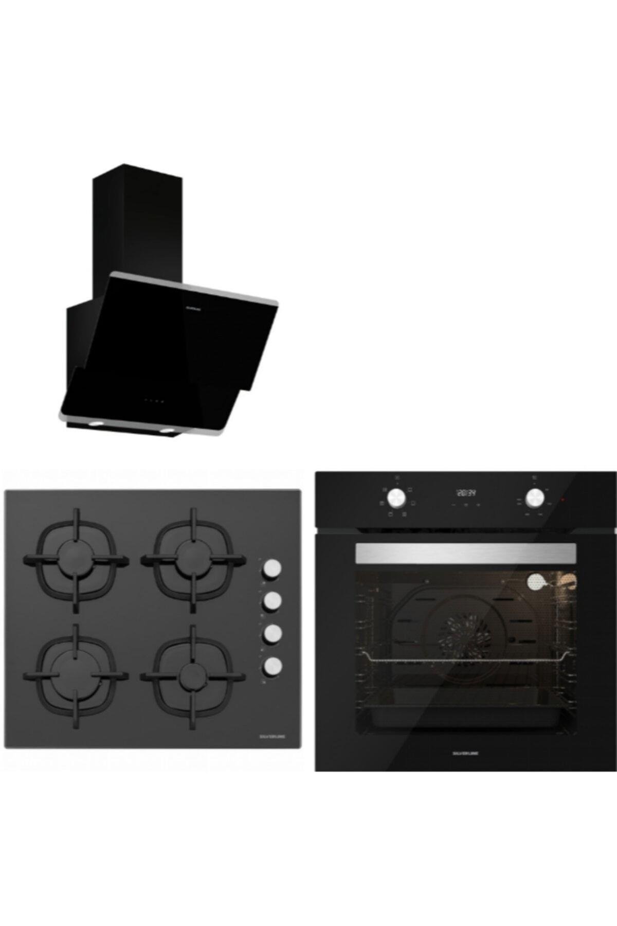 Silverline Siyah Cam Ankastre Set 3490 - CS5343B01 - BO6502B01