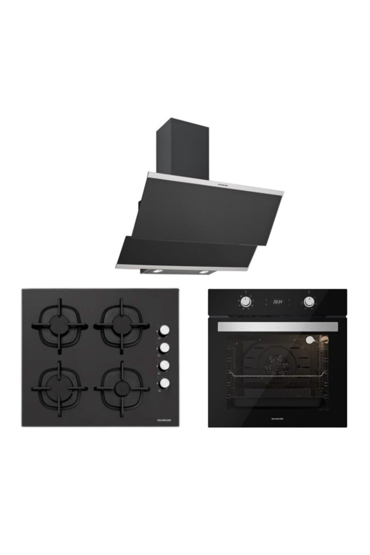 Silverline Siyah Cam Ankastre Set 5 Yıl Garanti (3420 Classy 60+cs5343b01+bo6504b01)