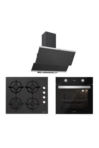 Silverline Siyah Cam Ankastre Set 5 Yıl Garanti (3420 Classy 60+cs5343b01+bo6504b01)