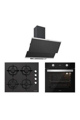 Silverline Siyah Cam Ankastre Set 5 Yıl Garanti (3420 Classy 60+cs5343b01+bo6504b01)