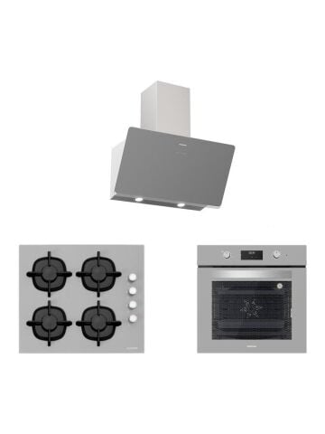 Silverline BO6502S02 - CS5343S01 - 3457 Soho 60 Gri Cam Ankastre Set