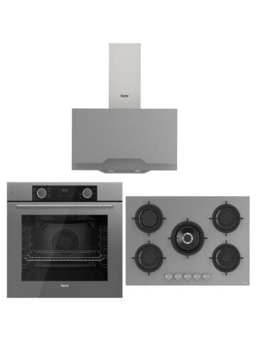 Ferre Fryart Gri Set (D065 Gri Davlumbaz -RS038 Gri Ocak- XE63CPR Fryart Gri Fırın)