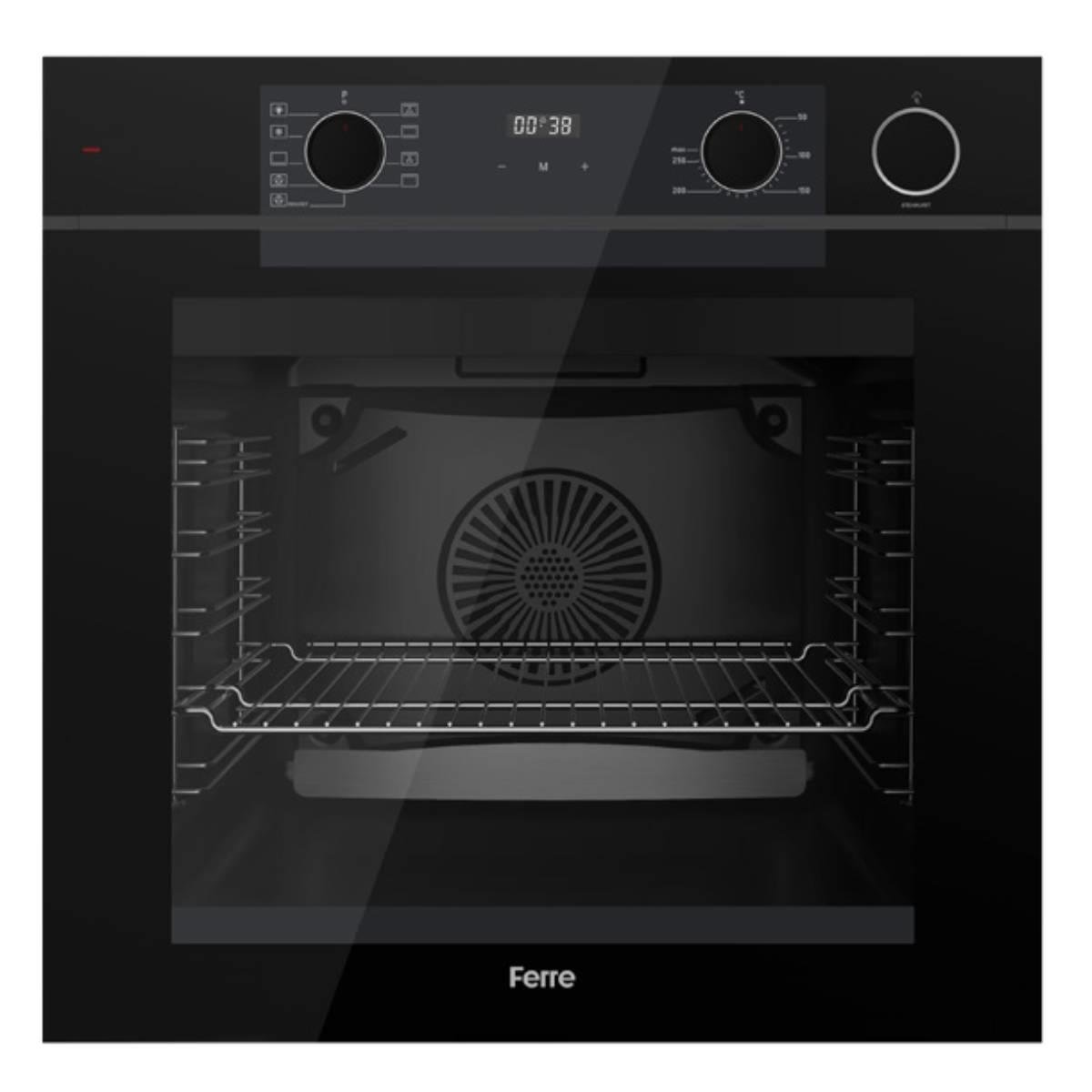 Ferre Artline Fryart & SteamArt Qep64CS Siyah Cam Ankastre Fırın