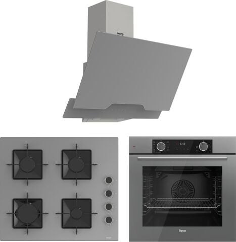 Ferre Fryart Hava Fritözü Fonksiyonlu Gri 3'lü Ankastre Set ( Xe63cpr-SS208-D065 )