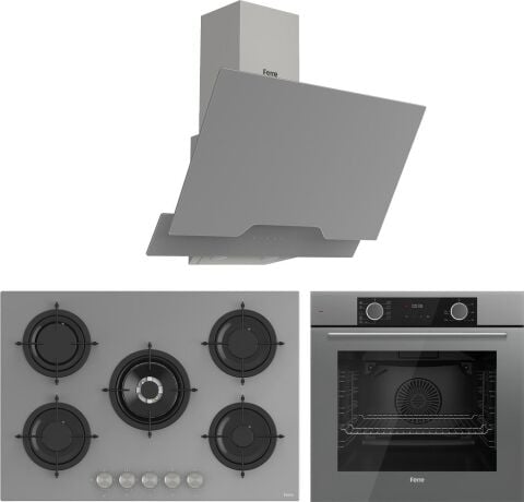 Ferre Fryart Real Luxury Serisi Gri Cam  Ankastre Set (D065 + RS038 + XE63CPR)