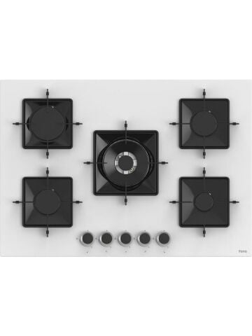 Ferre Steamart-Fryart-Sılentart Serisi Beyaz Set (SS036 + QEP64CB +D064-SA ) - Emaye Izgara - 75 cm Ocak