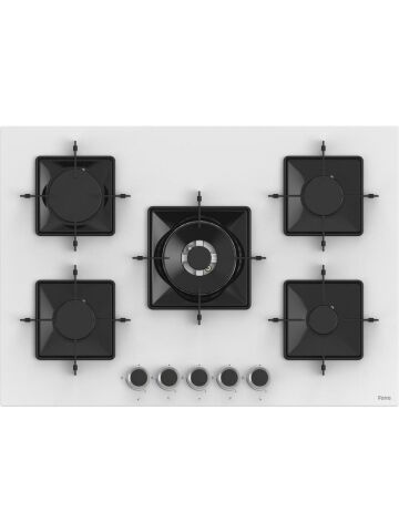 Ferre Steamart-Fryart-Sılentart Serisi Beyaz Set (SS036 + QEP64CB +D064-SA ) - Emaye Izgara - 75 cm Ocak