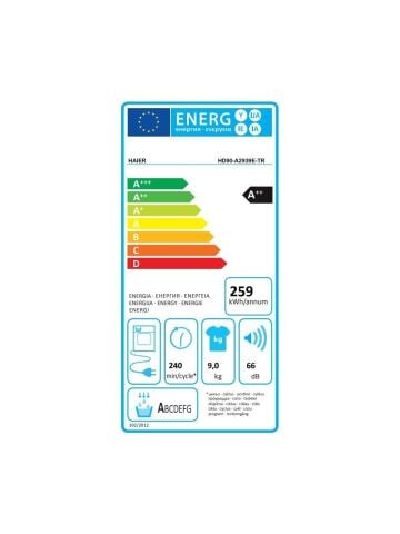 Haier HD90-A2939E-TR 9 kg Wi-Fi + Bluetooth Bağlantılı Isı Pompalı Kurutma Makinesi