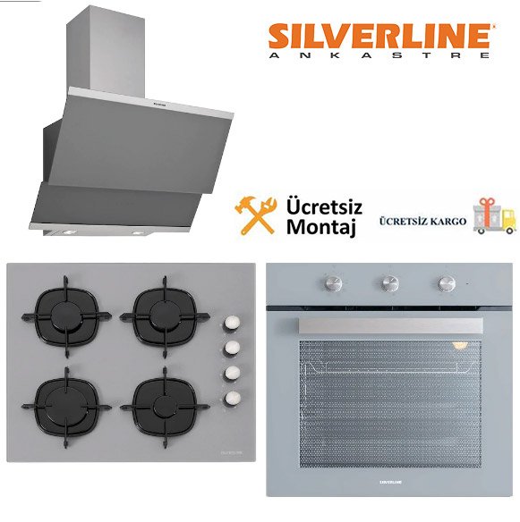 Silverline Ankastre Set Gri Cam BO6503S01 - CS5335S01 - 3420S