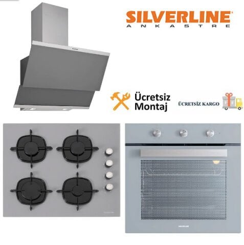 Silverline Ankastre Set Gri Cam BO6503S01 - CS5335S01 - 3420S