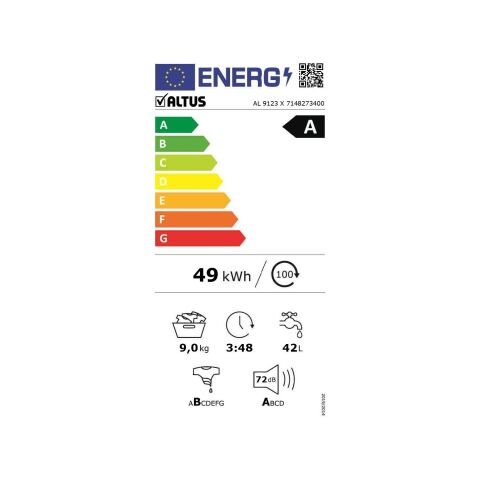 Altus Al 9123 x 9 kg 1200 Devir Çamaşır Makinesi