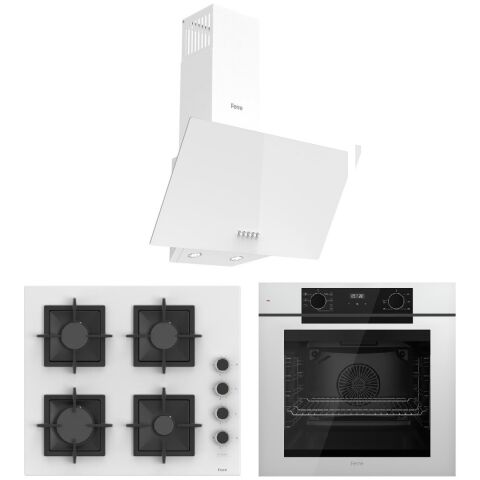 White FryArt 3 Lü Ankastre Set ( QEP63CB - SC206-FA - D087 ) Döküm Izgara