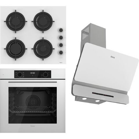 Ferre Flowart-Sılentart Serisi Beyaz Set (CS206-FA + QBL63CB +D081-SA) - Emaye Izgara