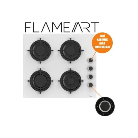 Ferre Flowart-Sılentart Serisi Beyaz Set (CS206-FA + QBL63CB +D081-SA) - Emaye Izgara