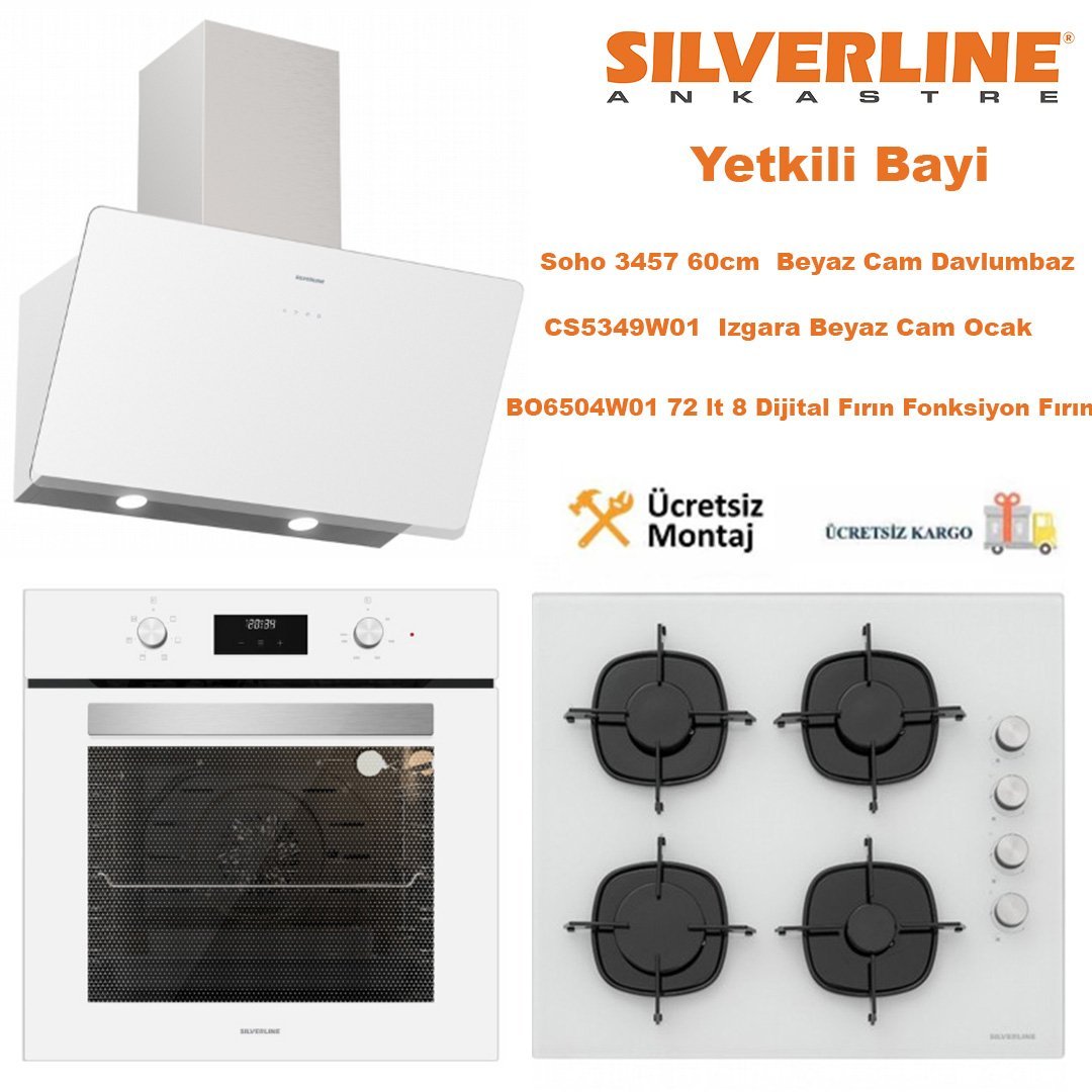 Silverline Beyaz Cam Ankastre Set BO6504W01 - CS5349W01 - 3457