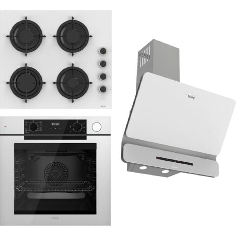 Ferre Steamart-Fryart-Sılentart Serisi Beyaz Set (CS206-FA + QEP64CB +D081-SA) - Emaye Izgara