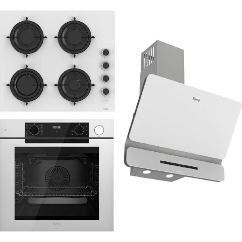 Ferre Steamart-Fryart-Sılentart Serisi Beyaz Set (CS206-FA + QEP64CB +D081-SA) - Emaye Izgara