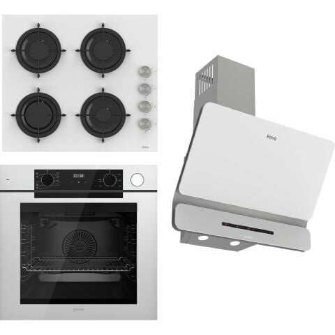 Ferre Steamart-Fryart-Sılentart Serisi Beyaz Set (CS206 + QEP64CB +D081-SA) - Emaye Izgara