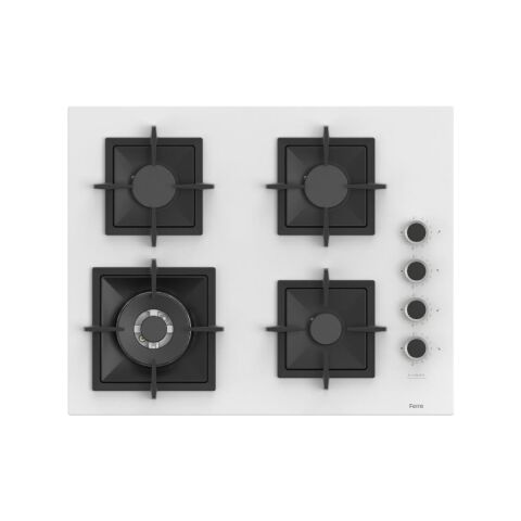 Ferre Steamart-Fryart-Sılentart Serisi Beyaz Set (SC406-WFA + QEP64CB +D078-SA) - Döküm Izgara / 65 cm Ocak