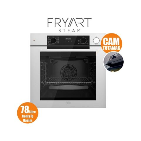 Ferre Steamart-Fryart-Sılentart Serisi Beyaz Set (SC406-WFA + QEP64CB +D078-SA) - Döküm Izgara / 65 cm Ocak