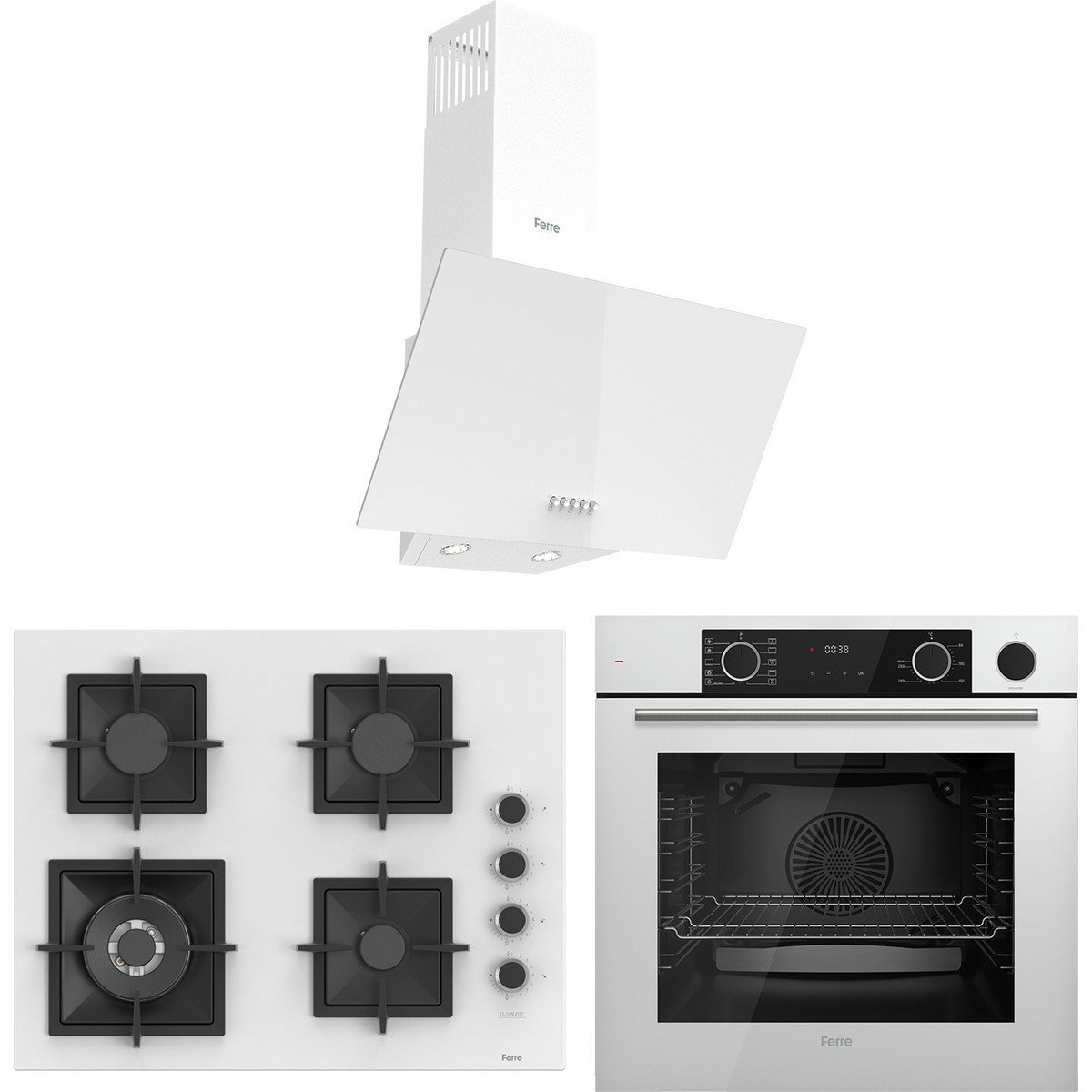 Ferre Fryart Sc Serisi Wok'lu Beyaz 3'lü Ankastre Set ( XE64CB-SC406-D087 )