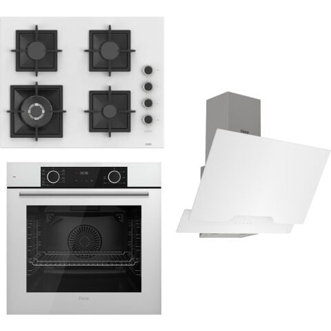 Ferre Flameart Sc Serisi Beyaz Set (SC406-WFA + XE63CB +D064 ) - 65 Cm'lik Kare Döküm Izgara-Wok