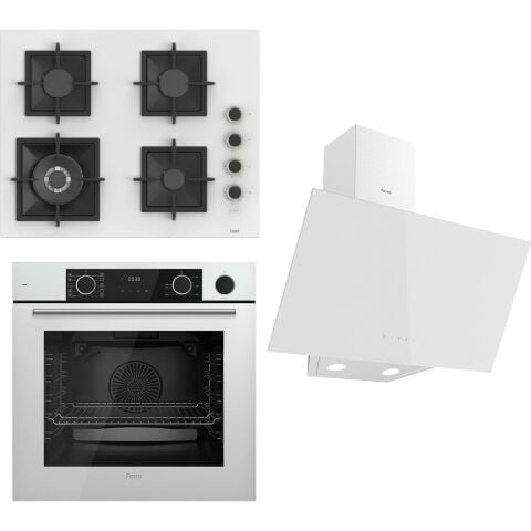 Ferre Flameart Sc Serisi Beyaz Set (SC406-WFA + XE64CB +D078 ) - 65 Cm'lik Kare Döküm Izgara-Wok