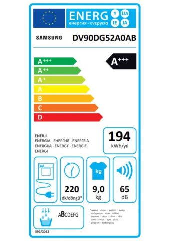 Samsung DV90DG52A0ABAH 9 KG Isı Pompalı Çamaşır Kurutma Makinesi