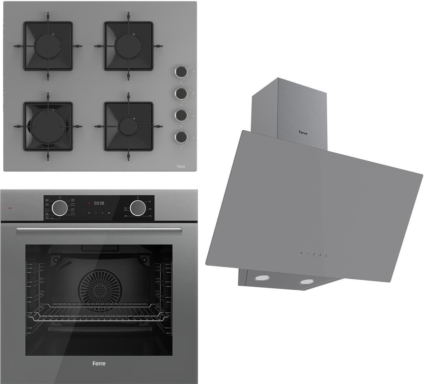 Ferre Fryart Ss Serisi Gri Set (SS208 + XE63CPR +D079 ) - Kare Emaye Izgara