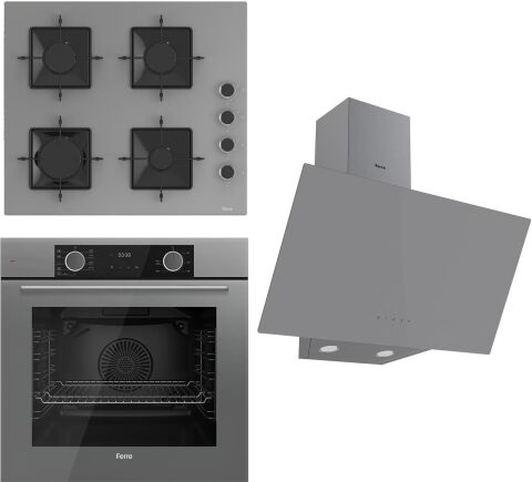 Ferre Fryart Ss Serisi Gri Set (SS208 + XE63CPR +D079 ) - Kare Emaye Izgara