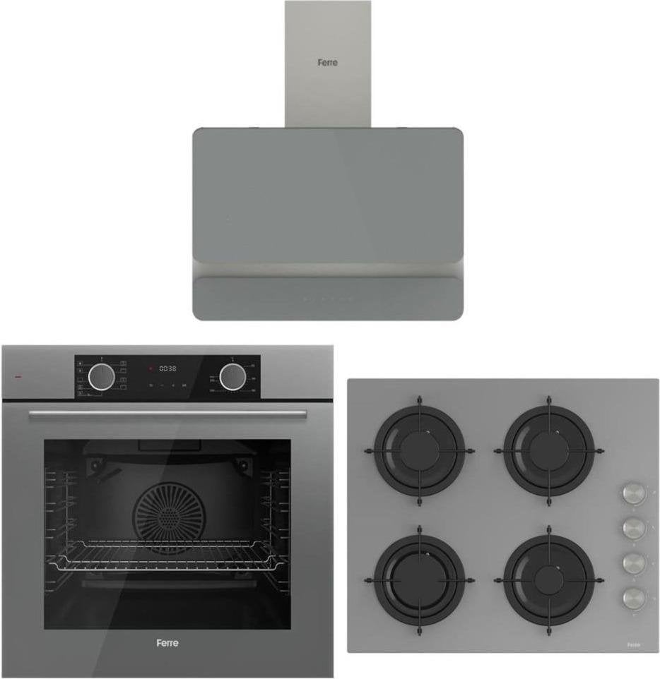 Ferre Fryart Gri Set (D082 Gri Davlumbaz -CS208 Gri Ocak- XE63CPR Fryart Gri Fırın)