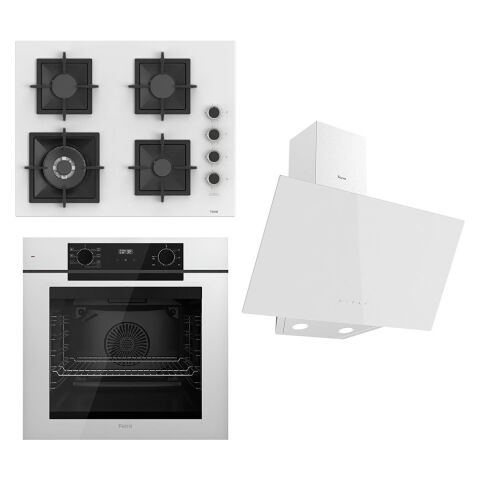 Ferre Fryart Serisi Beyaz Set (SC406-WFA + QEP63CB +D078 ) - Döküm Izgara / 65 cm Ocak
