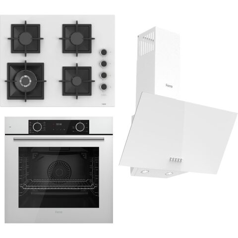 Ferre Flameart Sc Serisi Beyaz Set (SC406-WFA + XE63CB +D087 ) - 65 Cm'lik Kare Döküm Izgara-Wok