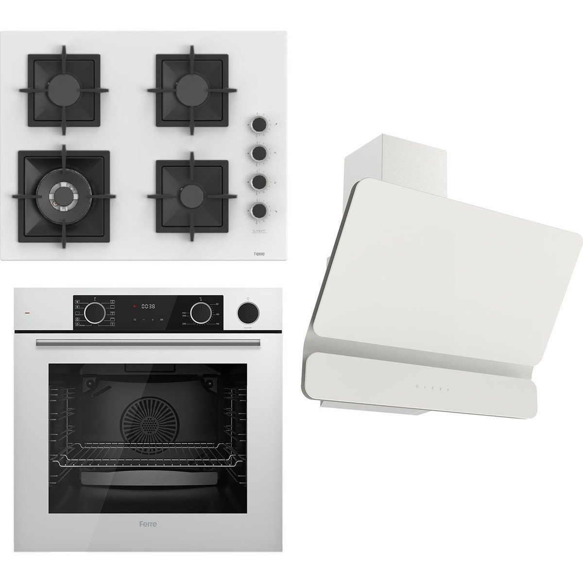 Ferre Flameart Sc Serisi Beyaz Set (SC406-WFA + XE64CB +D081 ) - 65 Cm'lik Kare Döküm Izgara-Wok