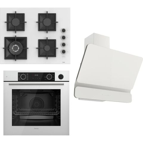 Ferre Flameart Sc Serisi Beyaz Set (SC406-WFA + XE64CB +D081 ) - 65 Cm'lik Kare Döküm Izgara-Wok