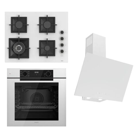 Ferre Fryart-Silentart Serisi Beyaz Set (SC406-WFA + QEP63CB +D078-SA ) - Döküm Izgara / 65 cm Ocak