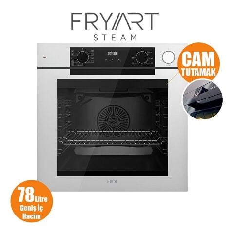 Ferre Steamart-Fryart-Silentart Serisi Beyaz Set (SC406-WFA + QEP64CB +D081-SA ) - Döküm Izgara / 65 cm Ocak