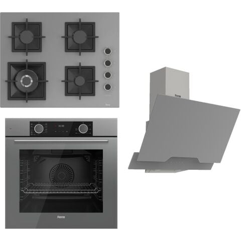 Flameart Sc Serisi Gri Set (SC408-WFA + XE63CPR +D065 ) - 65 Cm'lik Kare Döküm Izgara-Wok