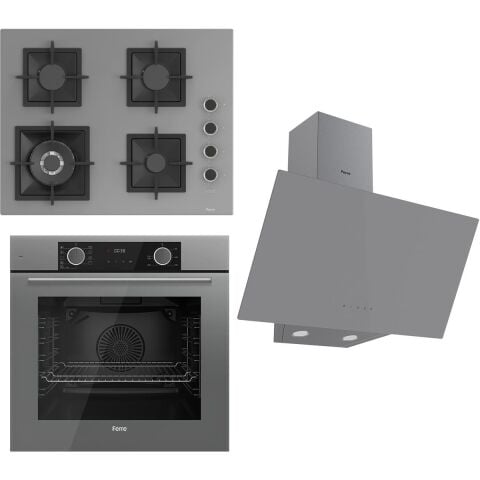 Ferre Flameart Sc Serisi Gri Set (SC408-WFA + XE63CPR +D079 ) - 65 Cm'lik Kare Döküm Izgara-Wok