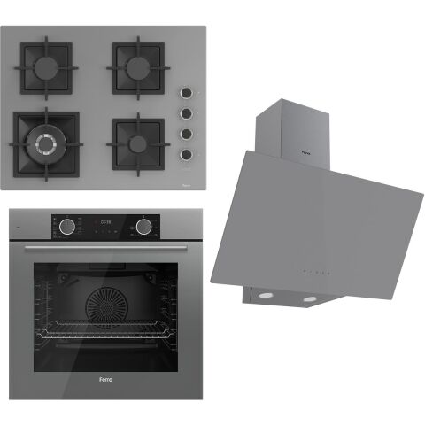 Ferre Flameart Sc Serisi Gri Set (SC408-WFA + XE63CPR +D079 ) - 65 Cm'lik Kare Döküm Izgara-Wok