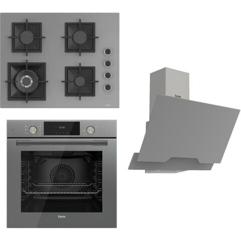Ferre Flameart Sc Serisi Gri Set (SC408-WFA + QMS63CPR +D065 ) - 65 Cm'lik Kare Döküm Izgara-Wok