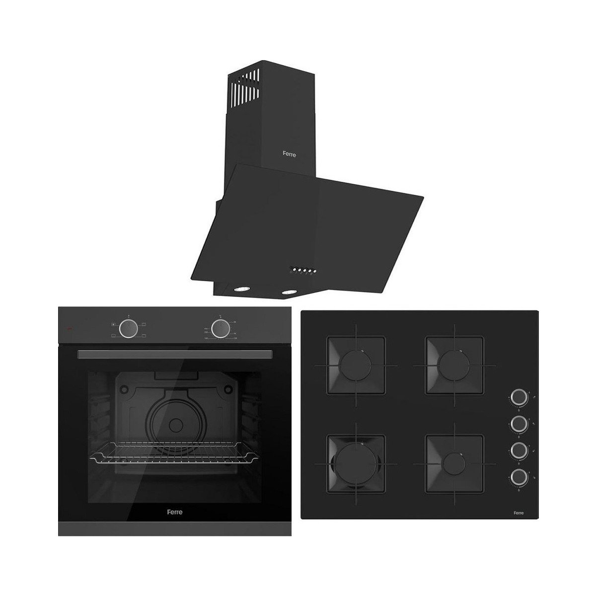 Ferre Eko Siyah Ankastre Set (XE61MPL -SS205 -D086)