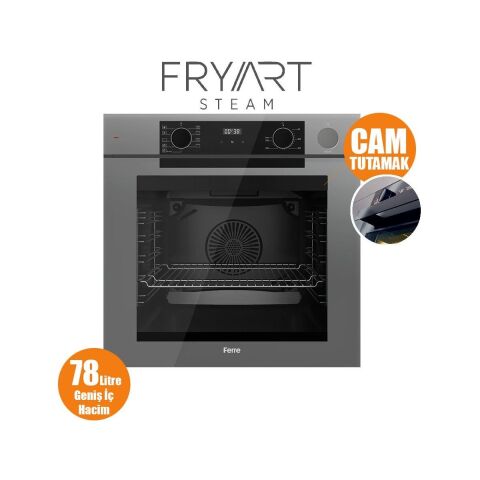 Ferre Steamart-Fryart-Sılentart Serisi Gri Set (SC408-WFA + QEP64CPR +D079-SA) - Döküm Izgara / 65 cm Ocak