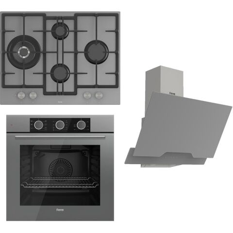 Ferre Flowart Basic Serisi Gri Ankastre Set (ED078+ XE62CPR + D065 )